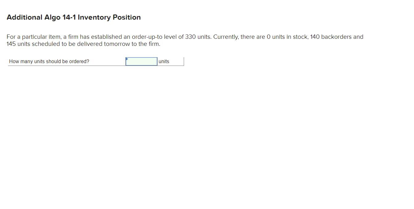 Additional Algo 14-1 Inventory Position For a
