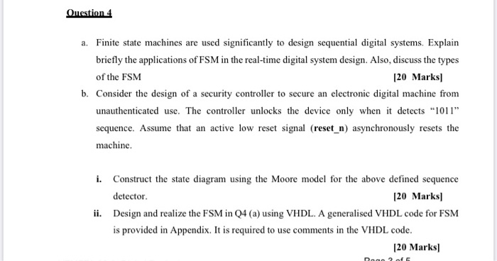 ii. Design and realize the FSM in Q4 (a) using
