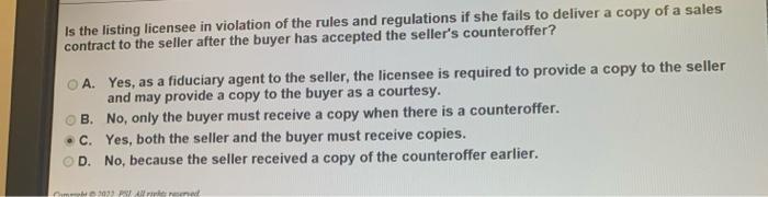 best answer Is the listing licensee in violation