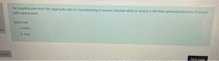 The resulting plan from the aggregate plan in