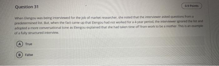 Question 31 0.9 Points When Elengou was being