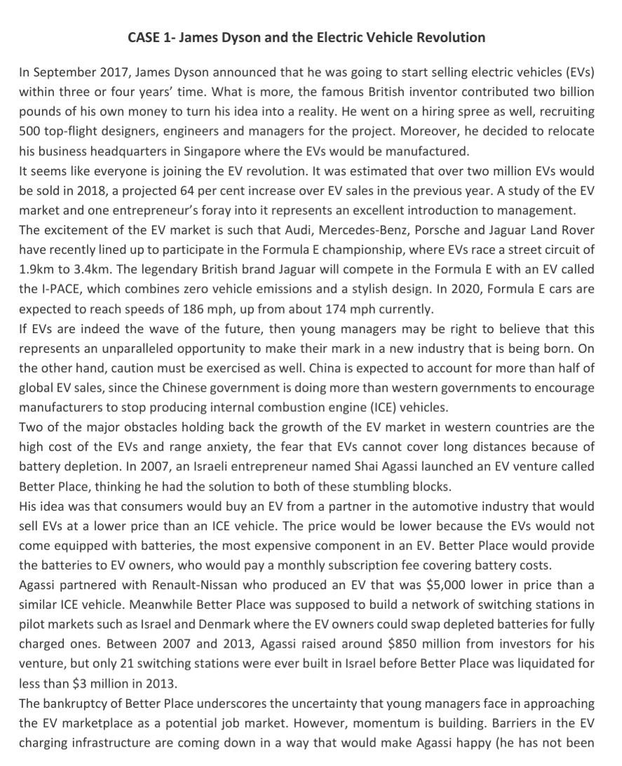 CASE 1- James Dyson and the Electric Vehicle