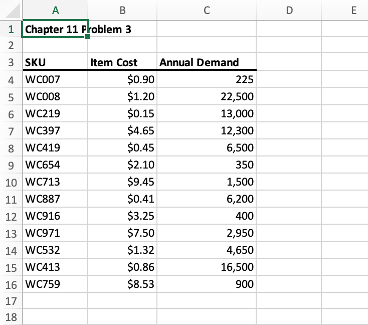 3.* The Welsh Corporation uses 13 key components