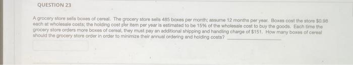 QUESTION 25 A stall at a seaside restaurant