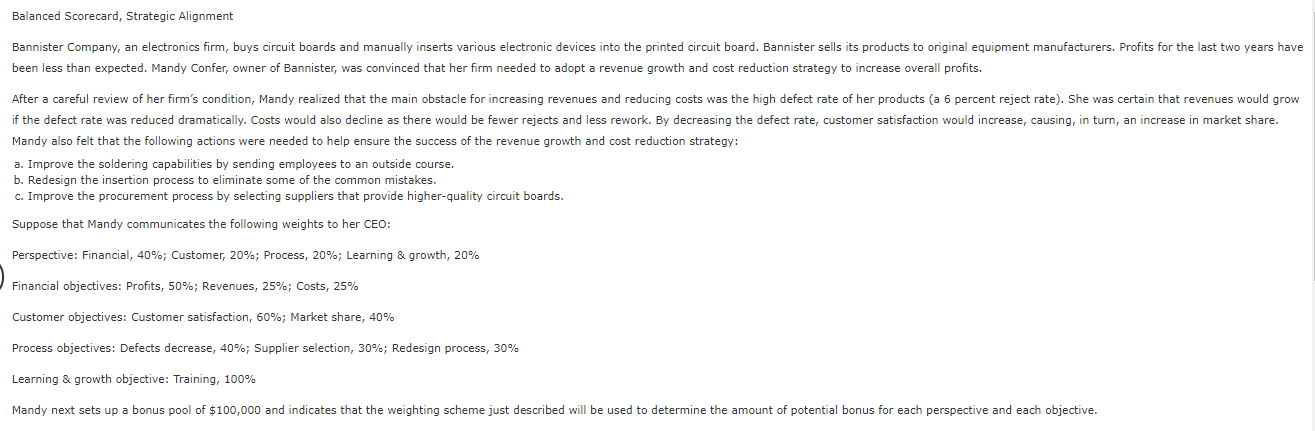 Balanced Scorecard, Strategic Alignment Bannister
