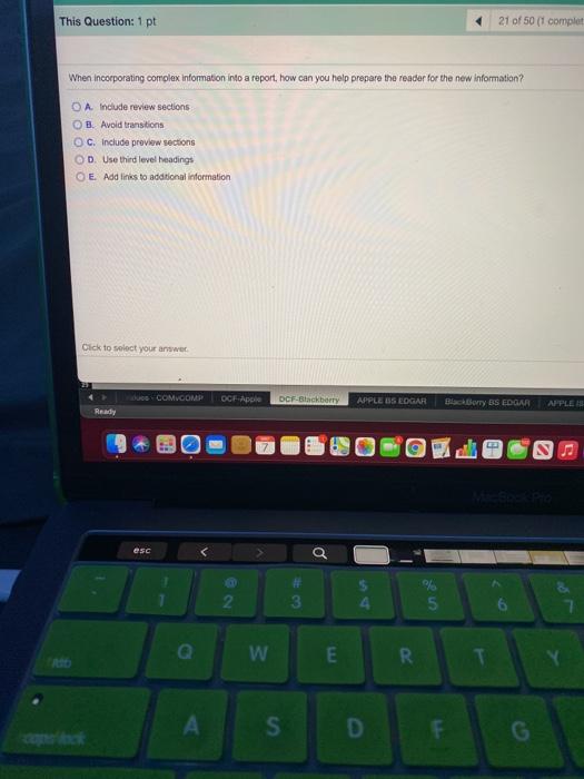 This Question: 1 pt 21 of 50 (1 complet When