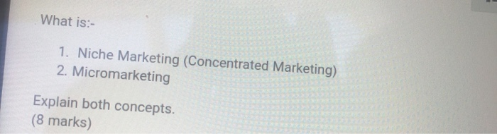 minimum 600 words What is :- 1. Niche Marketing