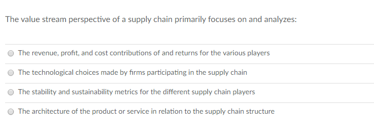 The value stream perspective of a supply chain