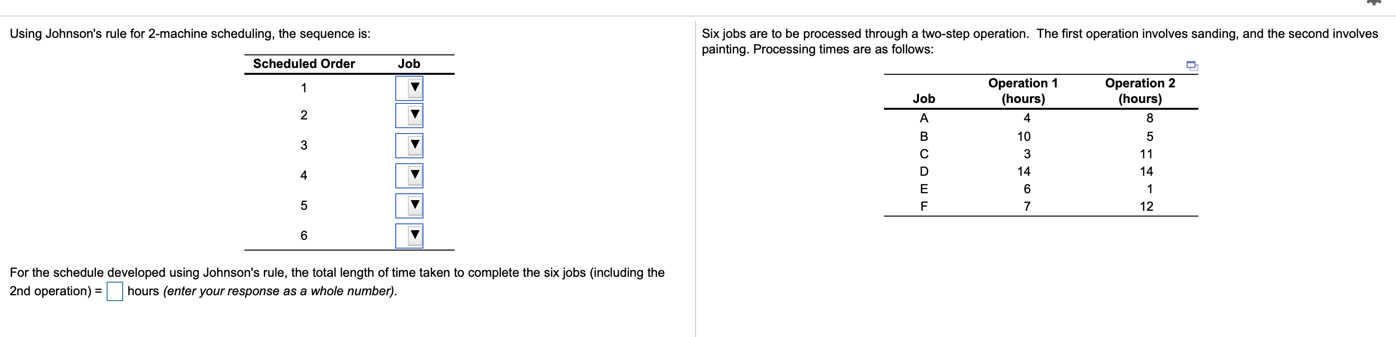 Using Johnson's rule for 2-machine scheduling,