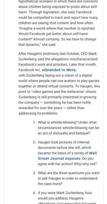 CBC Radio Haugen has accused Facebook of putting