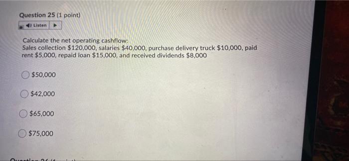 Question 25 (1 point) Listen Calculate the net