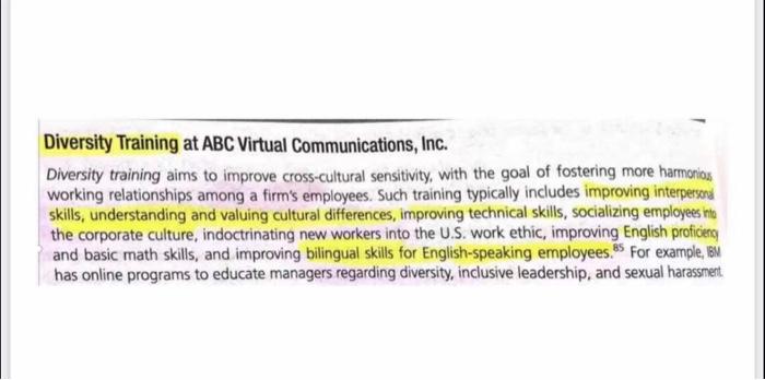 5 competencies the diversity training program is