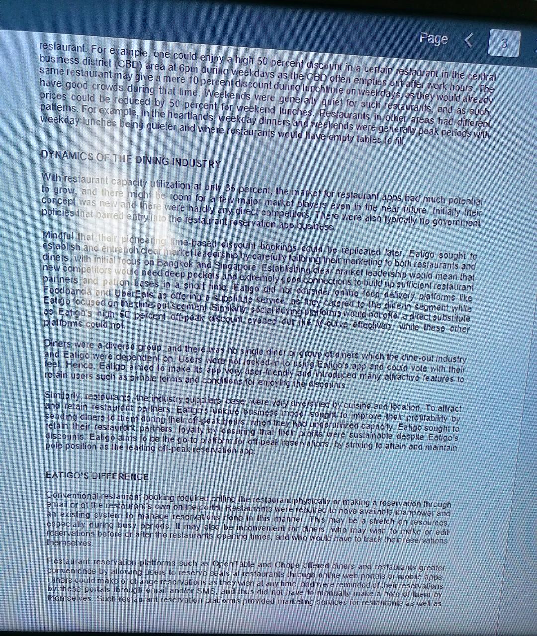 Read the case "EATIGO: CONNECTING EMPTY DINING