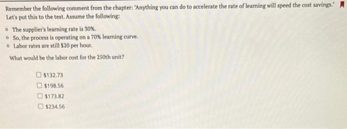 Remember the following comment from the chapter: