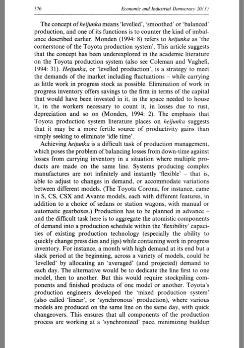 please help how is lean production involved in