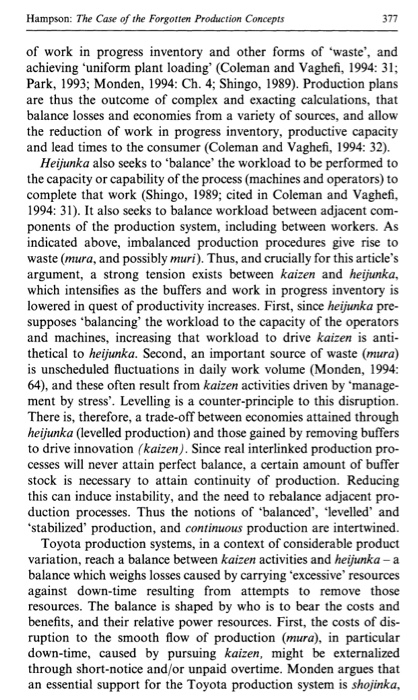 please help how does lean production, customer