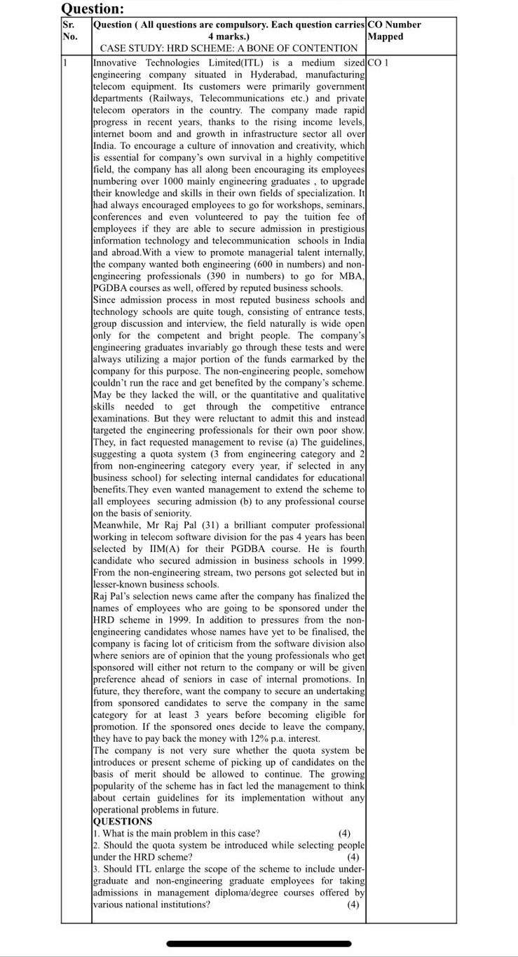 Question: Let just take a caselet(shorter version