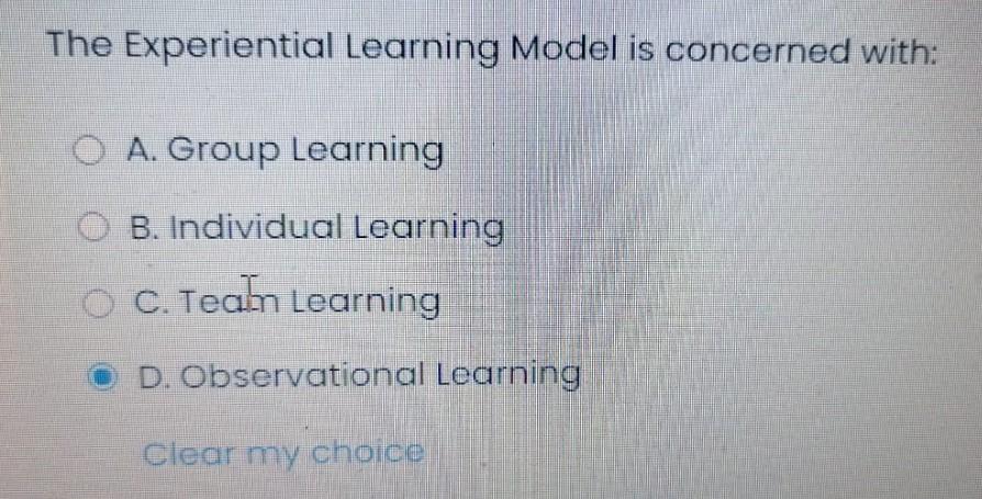 The Experiential Learning Model is concerned