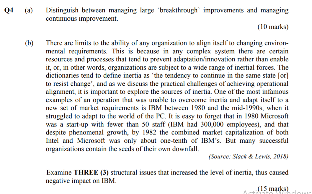 Q4 (a) Distinguish between managing large