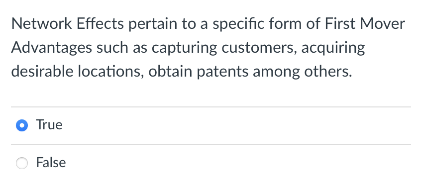 Network Effects pertain to a specific form of