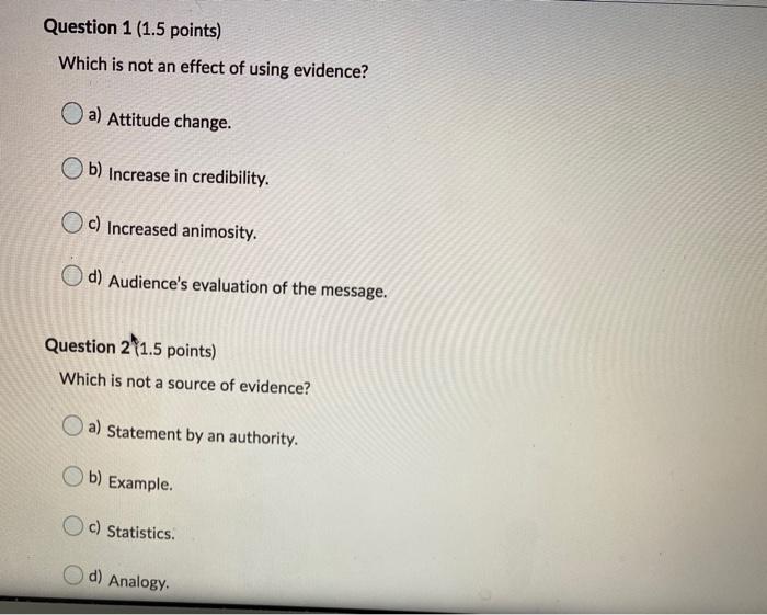 communication Question 1 (1.5 points) Which is