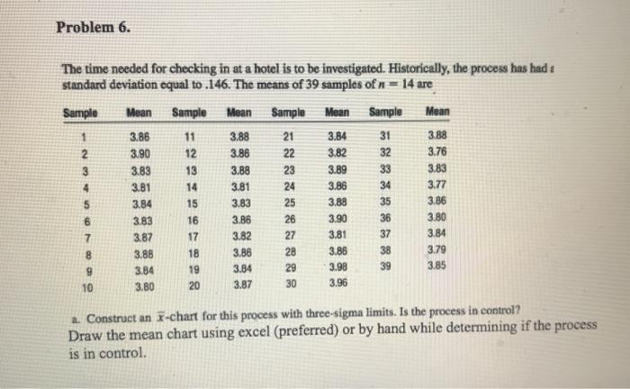 Problem 6. Mean The time needed for checking in