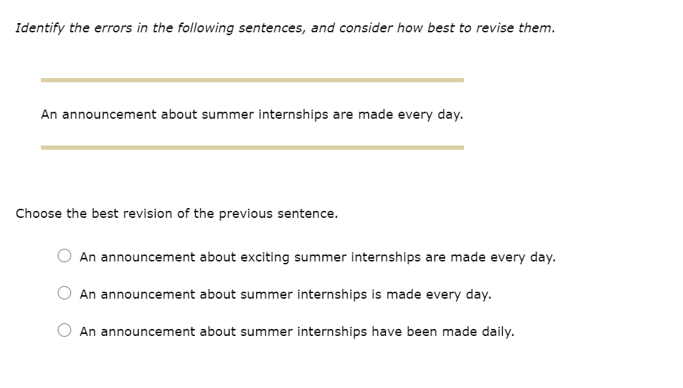 Identify the errors in the following sentences,