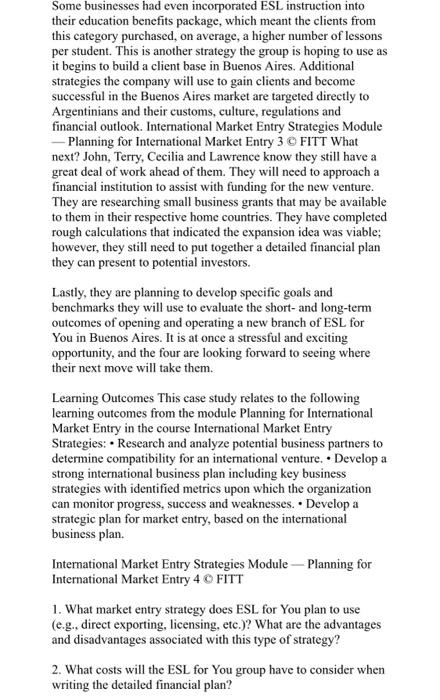 Assignment #1 - Case Study: International Market