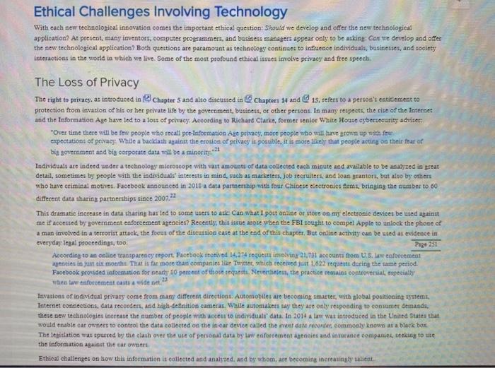 Identify a technology change described in Chapter