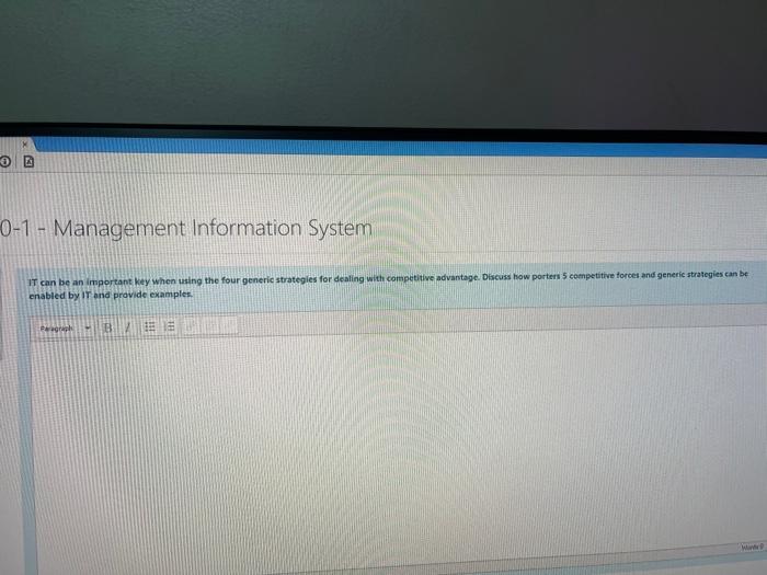 0-1 - Management Information System IT can be an