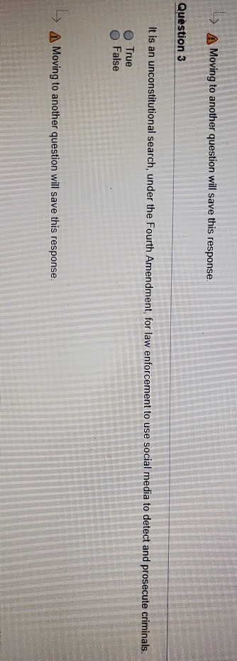 > A Moving to another question will save this