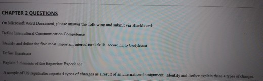 just this question CHAPTER 2 QUESTIONS On