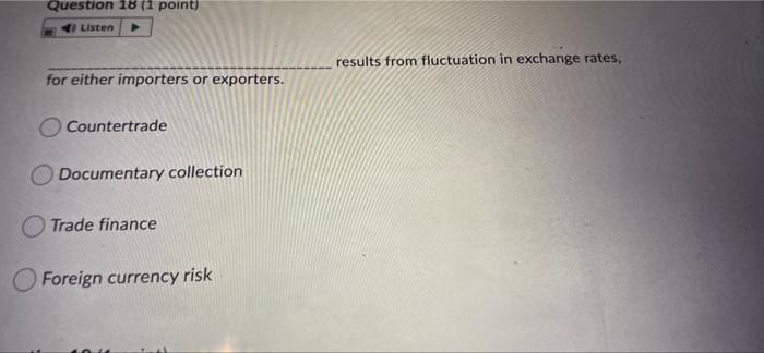 Question 18 (1 point) Listen results from