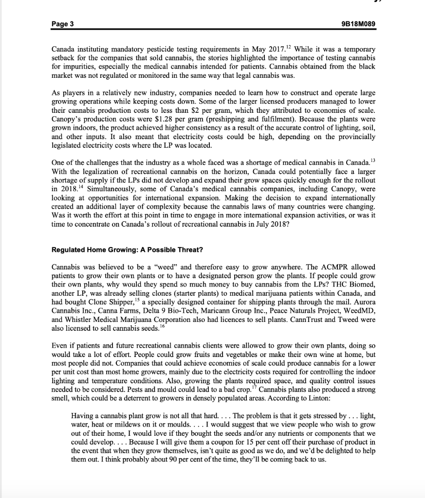 Conduct a SWOT analysis of Canopy Growth Corp.