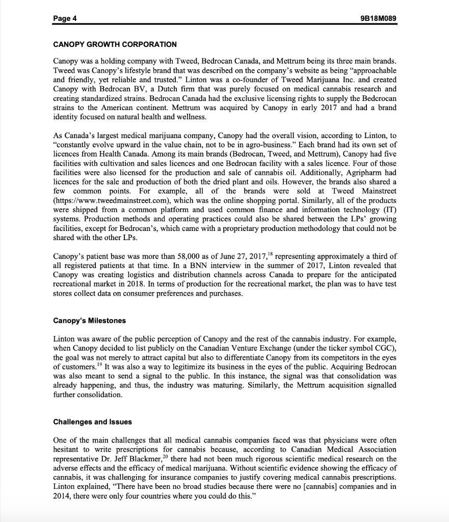 Conduct a SWOT analysis of Canopy Growth Corp.