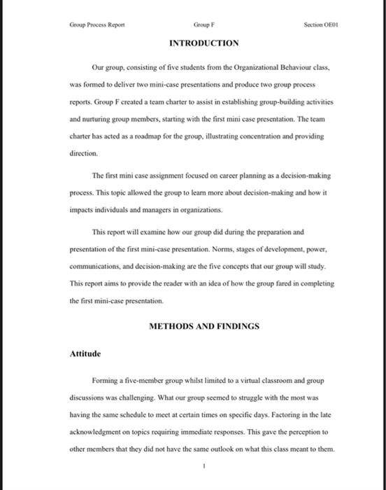 I need help with the report. How the group made