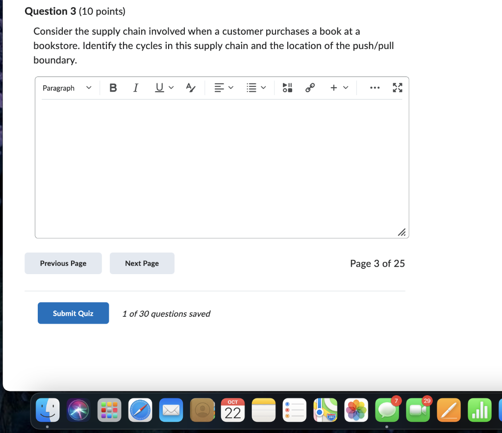 Consider the supply chain involved when a