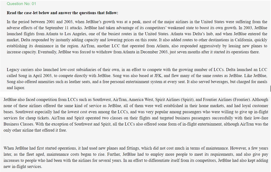 Question No: 01 Read the case-let below and