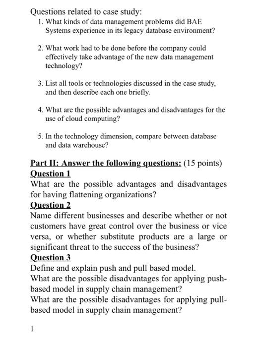 Read the following case study and then answer the