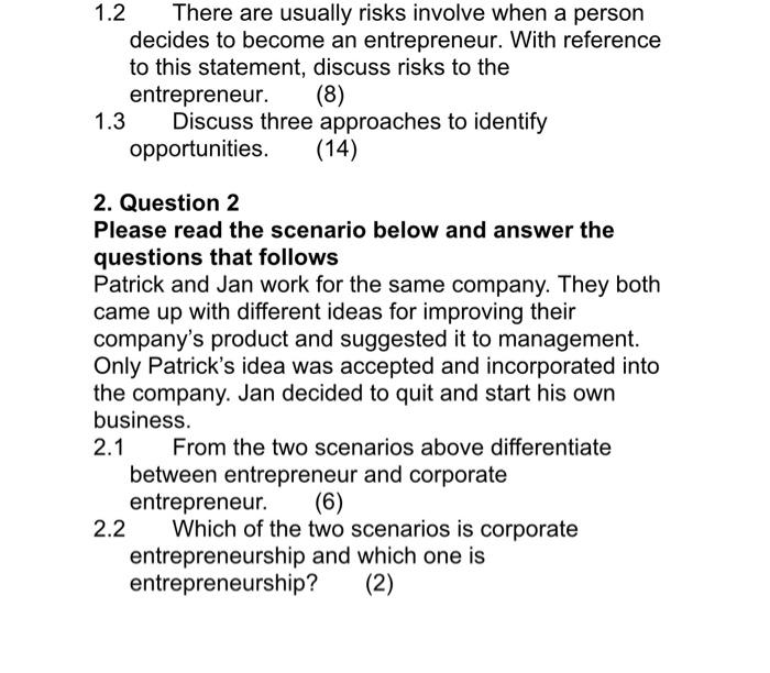 v 1.2 There are usually risks involve when a