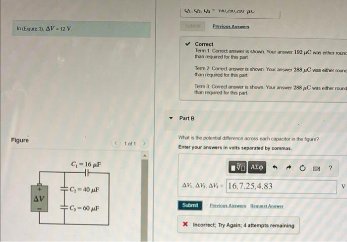 V=12V Correct Term 1 Conred answer is shown. Your