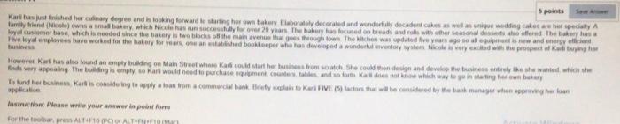 5 points Karl has just finished her culinary