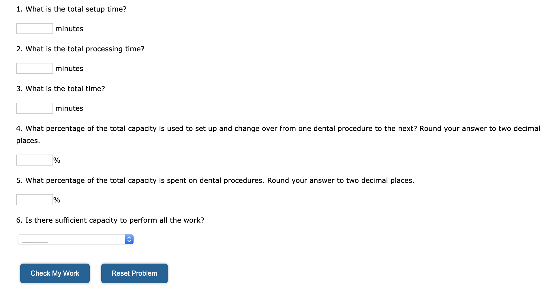 Excel Online Activity: Capacity A typical