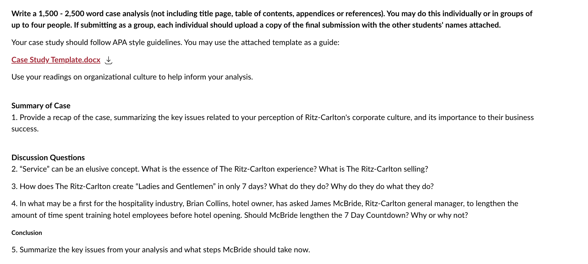 Case Study: "The Ritz-Carlton Hotel Company" by