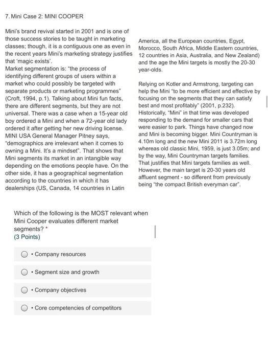 7. Mini Case 2: MINI COOPER Mini's brand revival