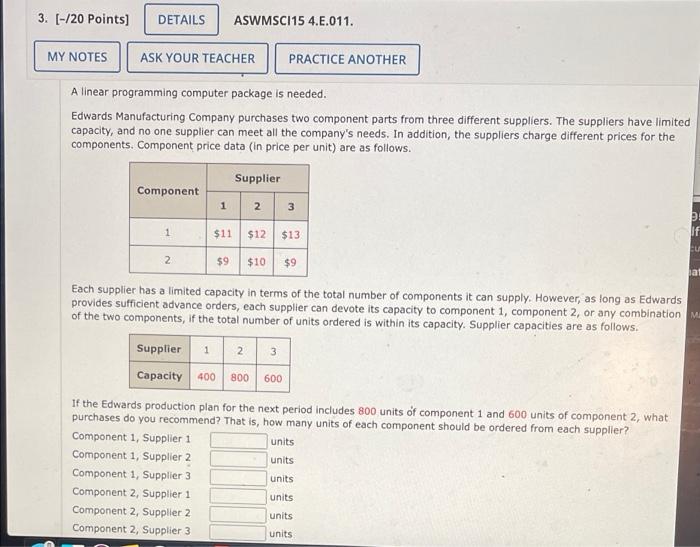3. [-720 Points) DETAILS ASWMSCI15 4.E.011. MY