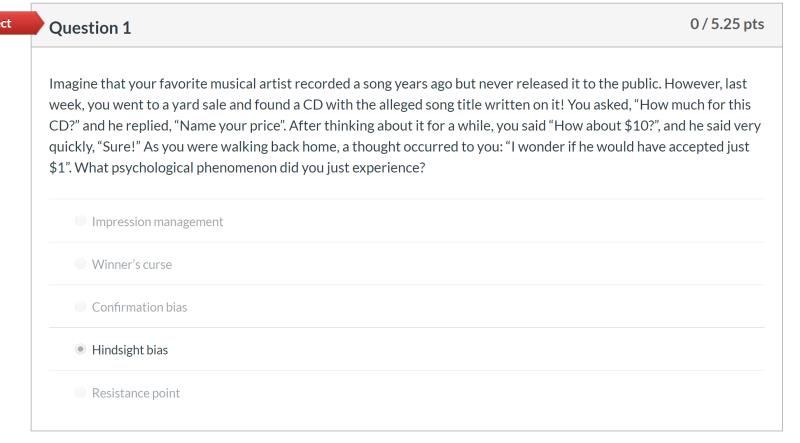 ct Question 1 0/5.25 pts Imagine that your