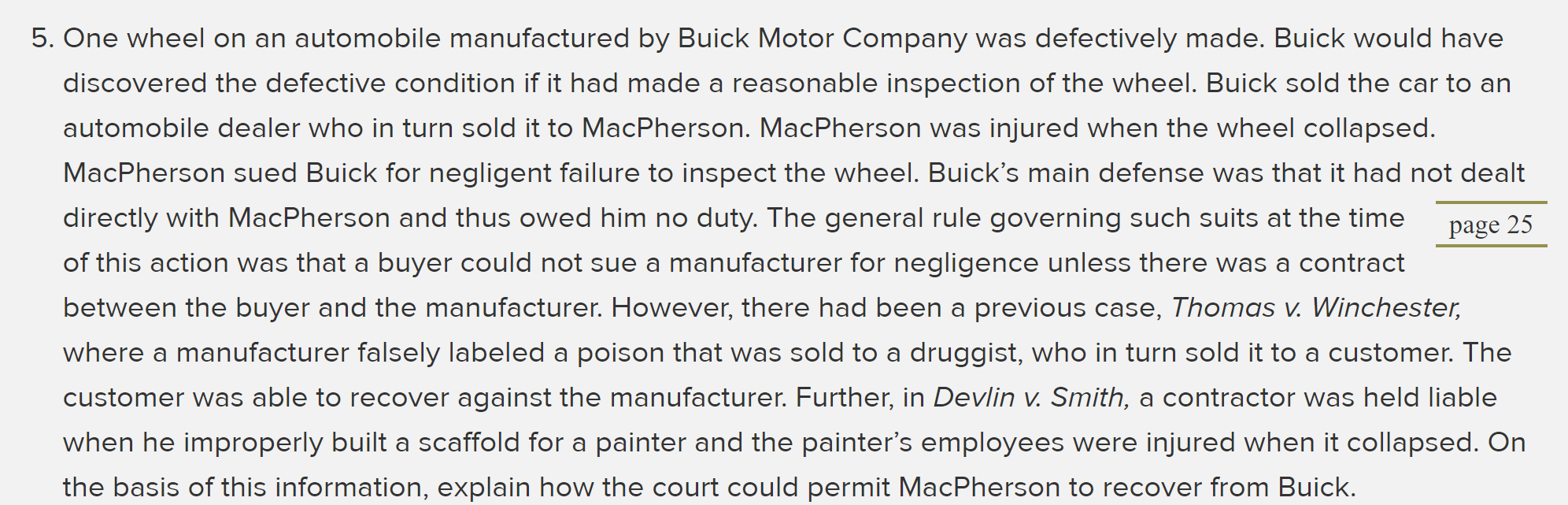 BUSINESS LAW! page 25 5. One wheel on an