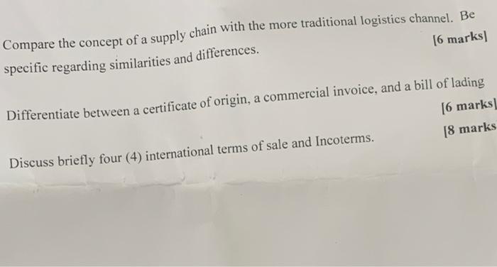 Compare the concept of a supply chain with the