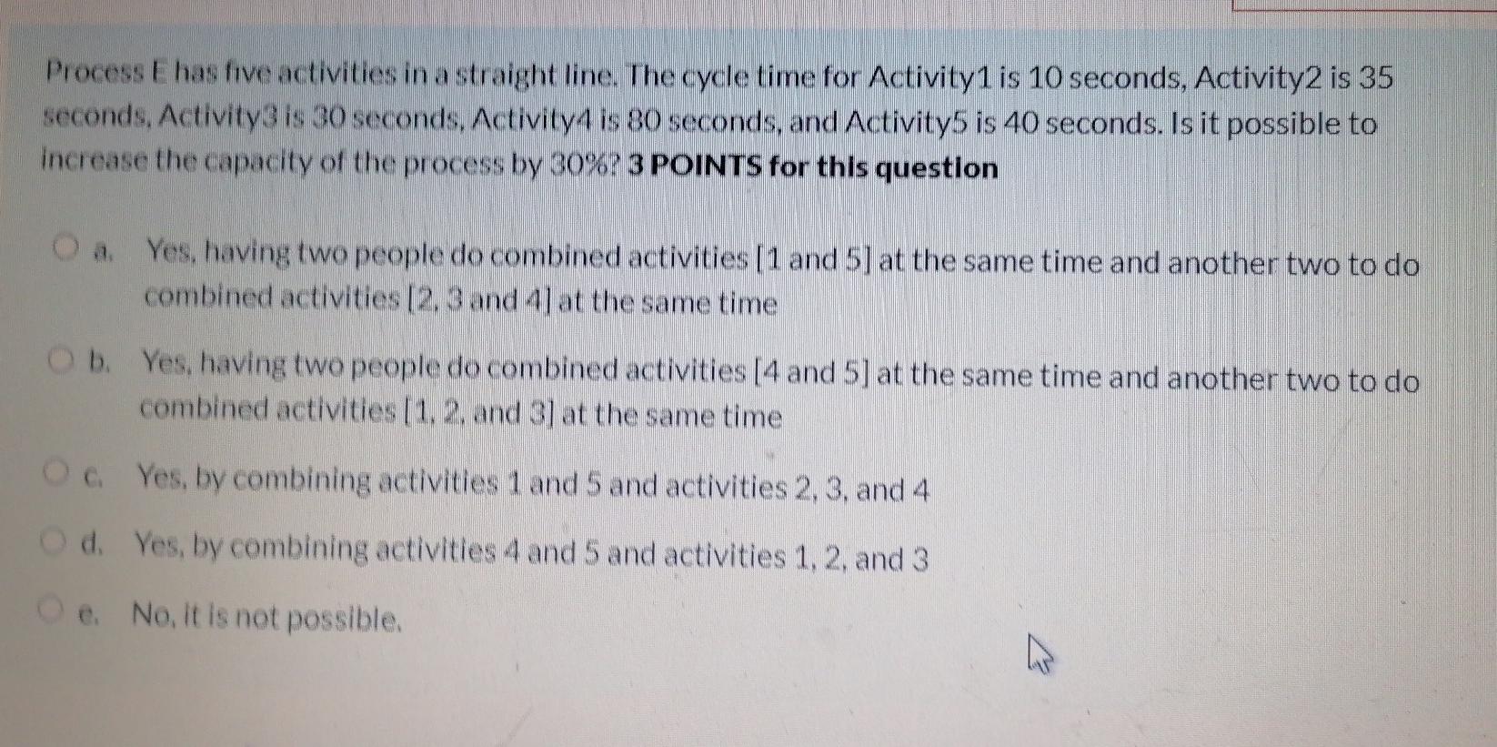 Process has five activities in astraight line.